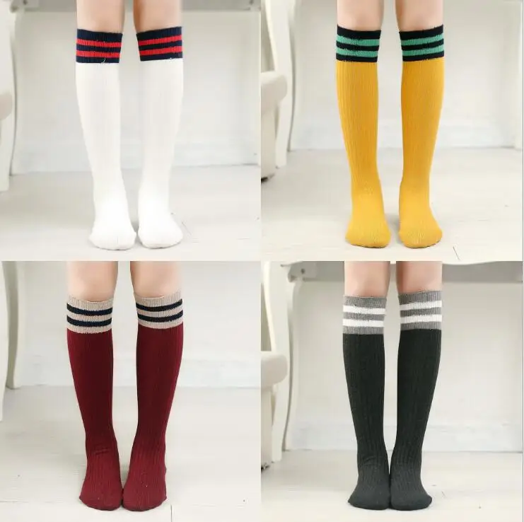 

Spring Autumn girls kitten football stripe Stockings girl Knee half Stocking 42cm 3-12years 6colors D027 TZ05