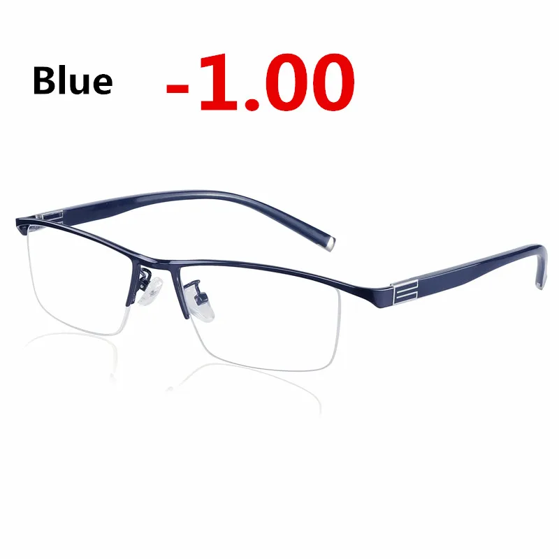 Титановый сплав солнцезащитные фотохромные очки для близорукости оптические мужские очки по назначению очки оправа Половина обода очки с диоптриями очки-1-2-3-4 - Цвет оправы: Blue -1.00