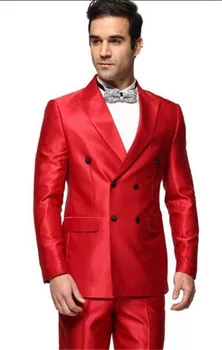 

Red Double Breasted Peak Lapel Formal Mens Wedding Suits Tuxedos For Men Groom Custom Made Homme Best Man Suit (Jacket+Pants)
