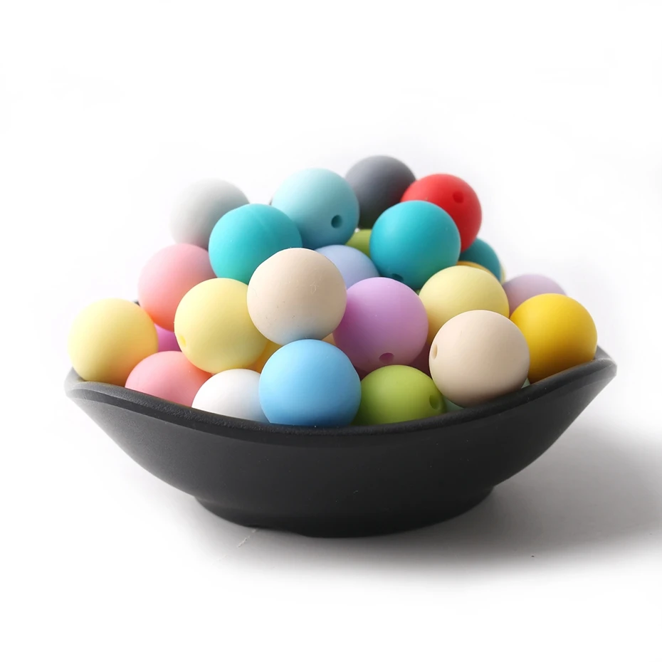 

12mm 15pcs Baby Silicone Beads Can Chew Round Beads DIY Teething Necklace BPA Free Hot Sale Food Grade Silicone Beads Teethers