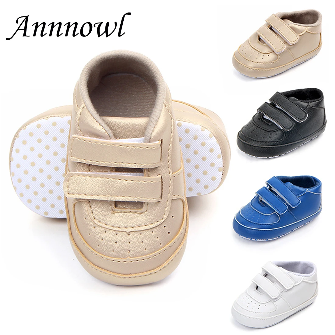 

Little Kids Shoes Newborn Toddler Boy Loafers PU Leather Hook-and-Loop Infant Baby Sneakers Anti-skip Soft Sole Bebes Crib Shoes