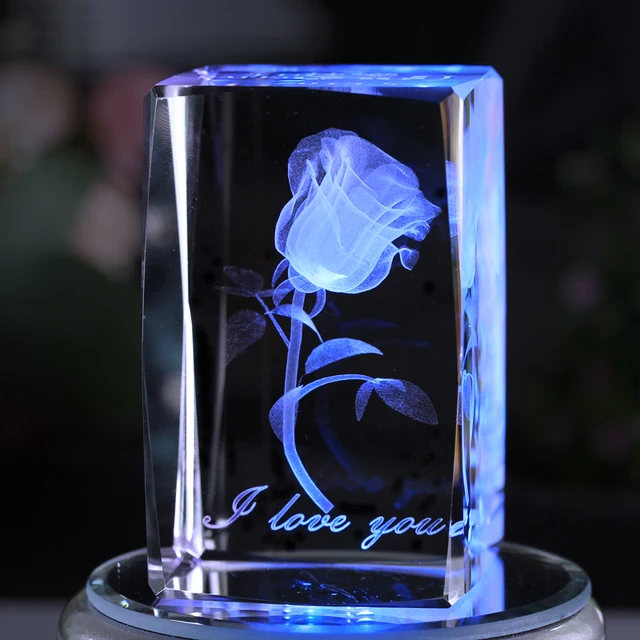 Crystal Rose Luminous Carving Ornaments Creative Wedding Anniversary Crystal Rose Luminous Carving Ornaments Creative Wedding Anniversary Gift To Send His Friend Wife Custom