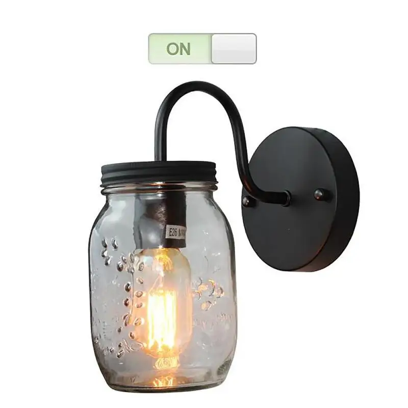 Американский промышленный ветер Стекло Mason Jar настенный светильник Современный