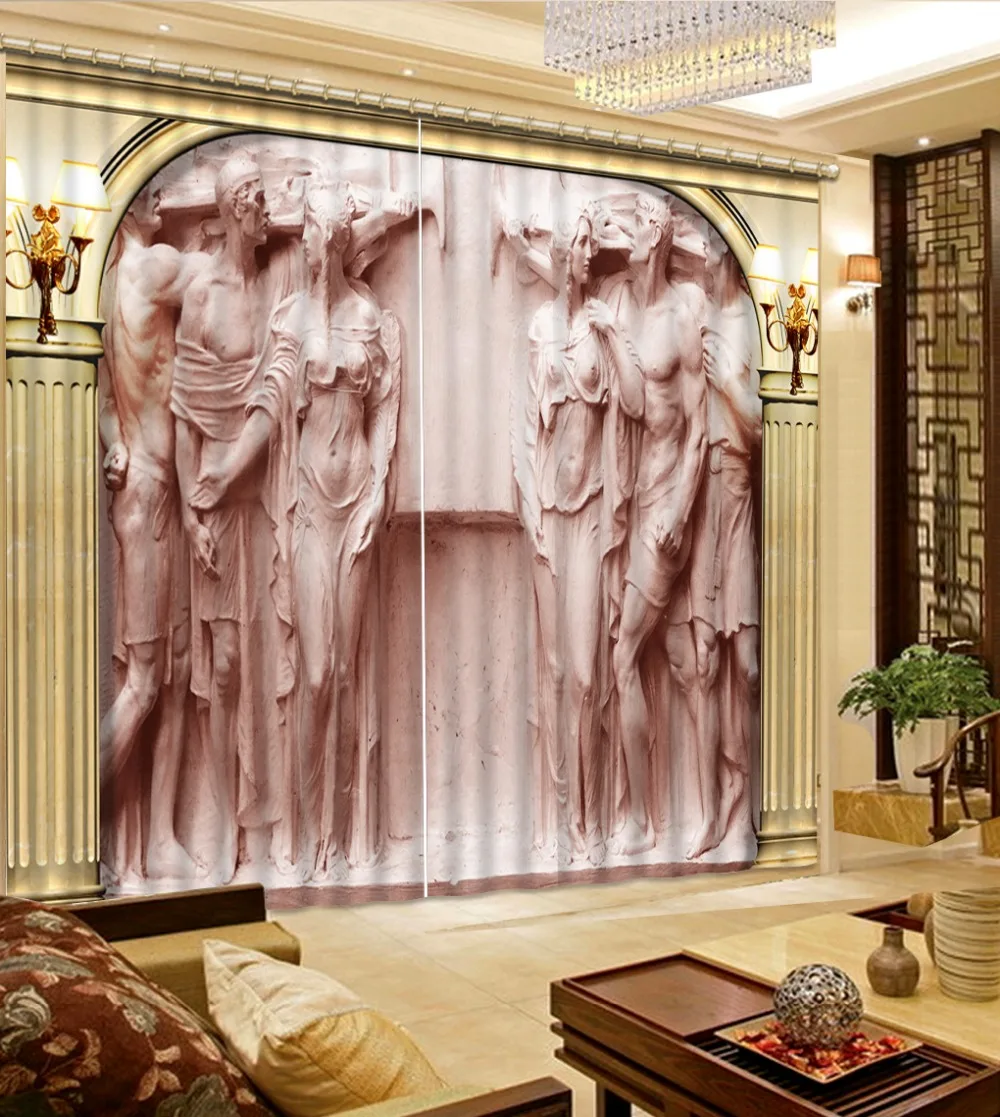 Custom curtains patterned window curtains roman relief 3d curtains