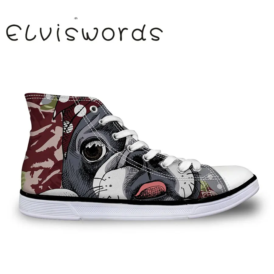 

Women's High-top Vulcanized Shoes Canvas Shoes Fashion Pet Dog Printed Lace-up Flat Casual Shoes Wear Resistant Student Sneakers