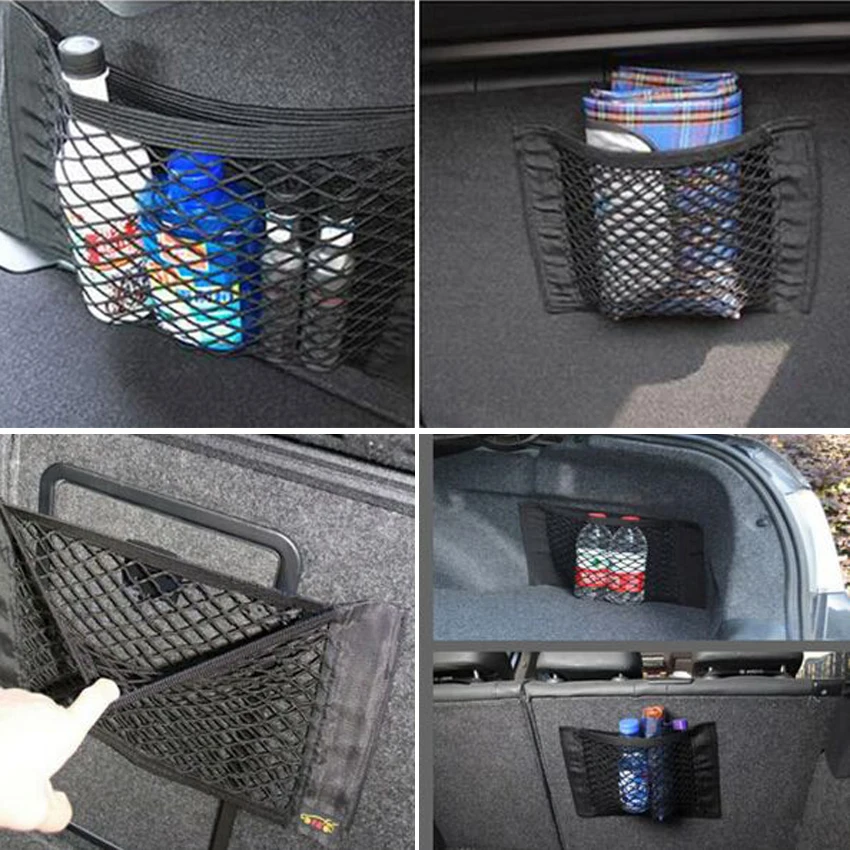 YCCPAUTO 1 шт., органайзер для багажника автомобиля, сумка для хранения, Сетчатая Сумка на спинку сиденья грузовика, эластичная Сетчатая Сумка для багажа, карман для авто, средства для хранения
