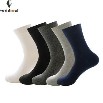

VERIDICAL 5 pairs/lot cotton mans short socks business solid good quality party dress crew Socks vintage sox brand weed socks