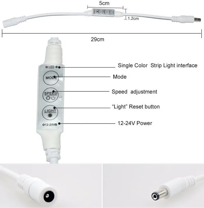 5 м 3528 5050 5630 Светодиодные ленты Водонепроницаемый гибкий свет 60leds/m + 3 клавиши управления + 12 В 2A/6a Питание адаптер