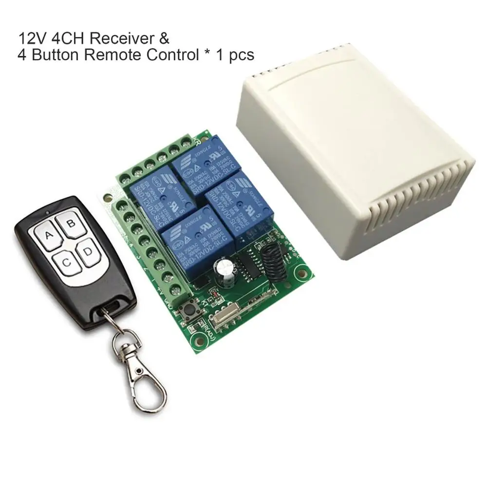 433Mhz Universal Wireless Remote Control Switch DC12V 4CH relay Receiver Module and 5pcs 2 button RF