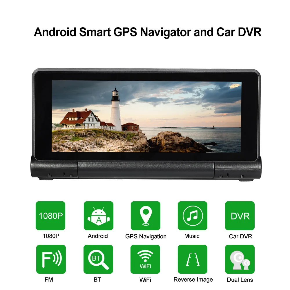 

KKmoon Car DVR Dual Lens Dash Cam 7" 1080P Car Camera Android Smart System 16GB Flash GPS Navigator with Free Map WIFI dashcam