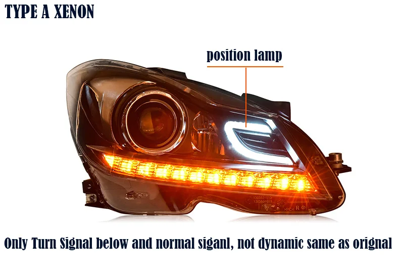 AKD Автомобиль Стайлинг фара для W204 фары 2011-2013 C200 C260 светодиодные дневные ходовые огни на передних фарах сигнальная лампа Hid биксенон авто аксессуары - Цвет: Type A Xenon