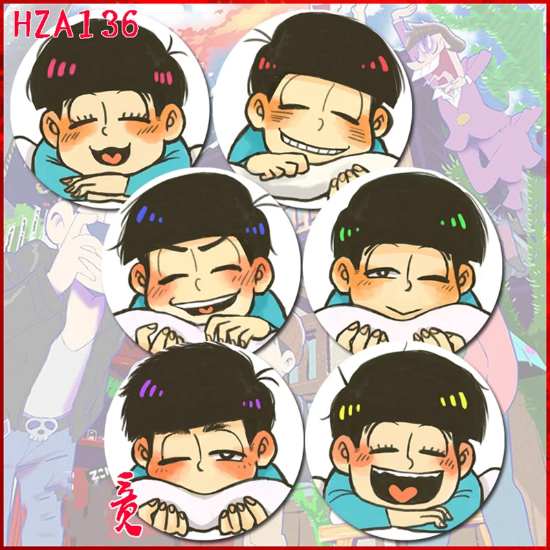 

ZXFJXR 58MM Interesting Osomatsu San Matsuno San Todomatsu Choromatsu smiling Version Backpack Badge Pins Broochs Icons