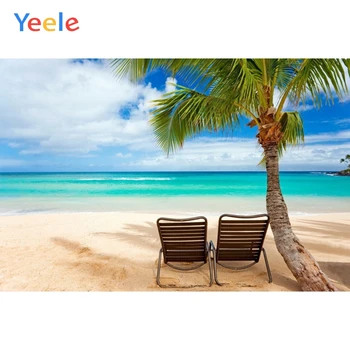 

Yeele Beach Seaside Backdrops Palm Tree Chairs Portrait Photography Background Custom Photographic Backdrop For Photo Studio