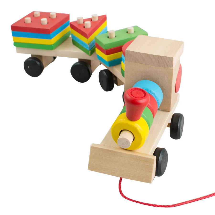 Детские игрушки дети трейлер деревянный поезд блоки автомобиля Геометрия/Цвет Congnitive блоки ребенок образования на день