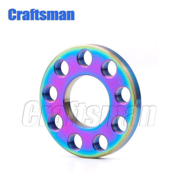 1Pcs Ti Bolt M6 M8 M10 Titanium Drilled Spacer Washer for Motorcycle Modification 9 Holes Washers - Цвет: Rainbow