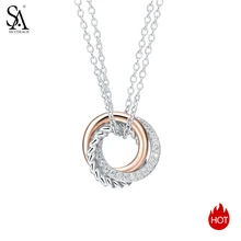 SA SILVERAGE Fine Jewelry 925 Silver Maxi Chokers Necklace 925 Sterling Silver Long Necklaces Pendants for Women Rose Gold Color sa silverage 925 sterling long necklaces 2018 limited ketting pendants sweater chain fine jewelry earth maxi pendant necklace