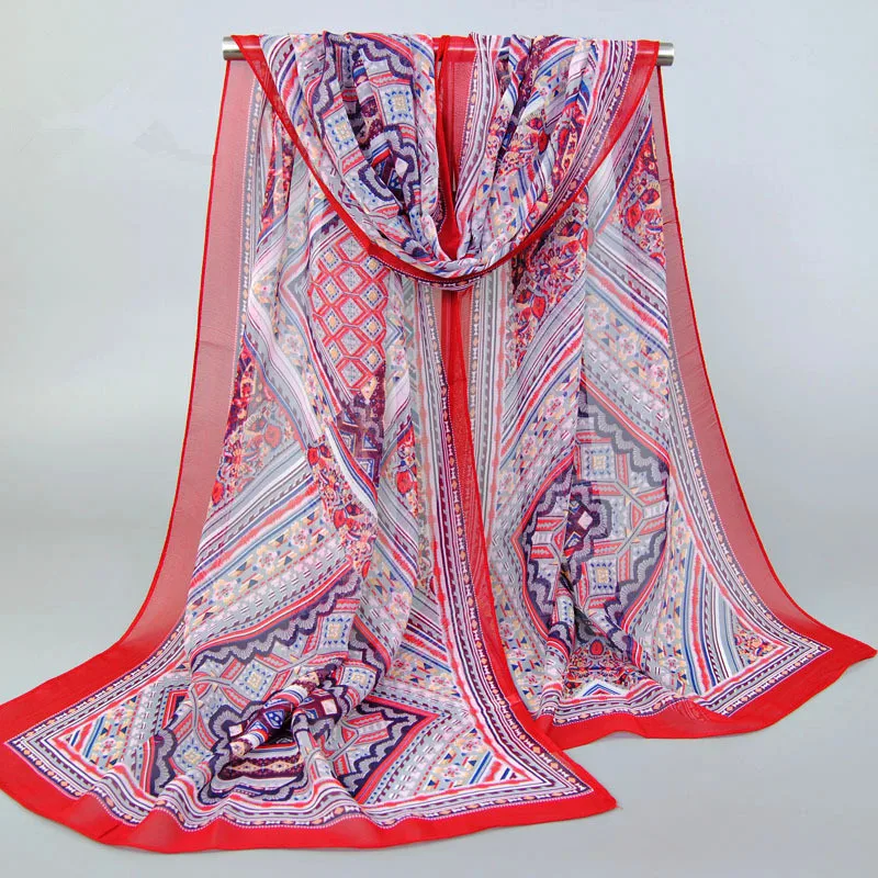 

Bohemia Style Luxury Brand Chiffon Silk Scarf Echarpe Foulard Femme Muslim Hijab Geometry Shawls Scarves Wraps Bandana
