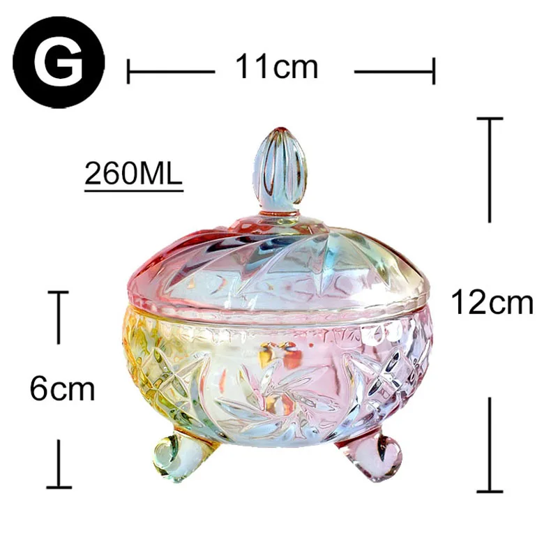 Europe style colorful Glass bottles dust-proof lid storage dessert candy jars tea caddy vase Sugar Pot wedding home Decoration - Цвет: G