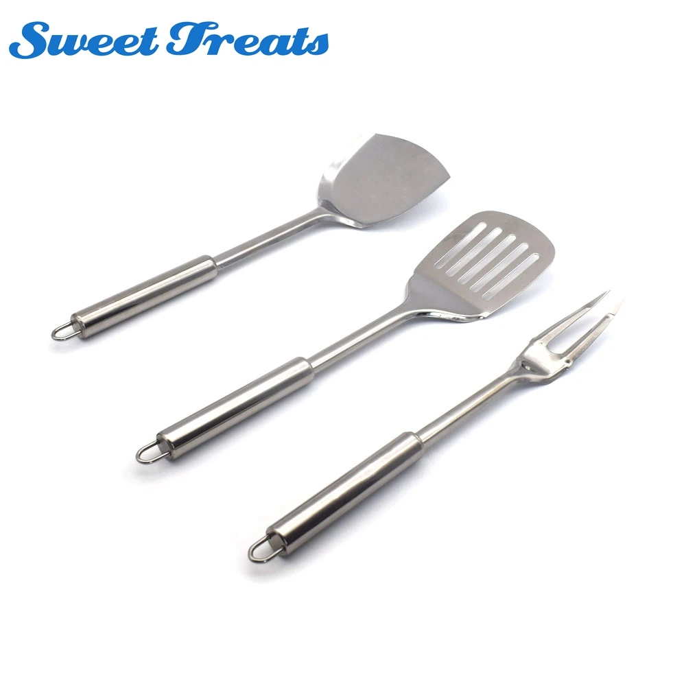 Sweettreats 3pcs stainless steel Cooking Utensils Large Size Turners For Fried Steak Shovel Long Handle Slotted Turner Spatula Sweettreats 3pcs stainless steel Cooking Utensils Large Size Turners For Fried Steak Shovel Long Handle Slotted Turner Spatula