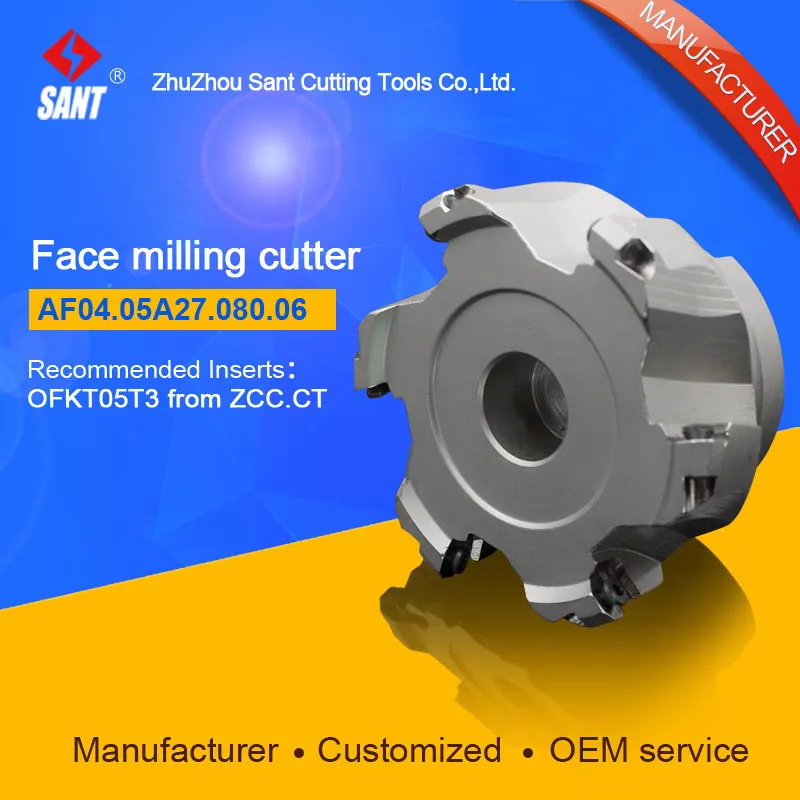 

Mached insert OFKT05T3 Indexable milling cutter milling tools facing cutter cutting disc FMA04-080-A27-OF05-06/AF04.05A27.080.06