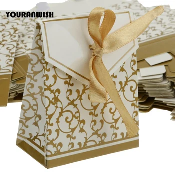 

Gold Baby Shower Favors Gifts Bag Creative Wedding Favor Boxes Candy Box Wedding Party Chocolate Paper Boxes 50pcs/lot