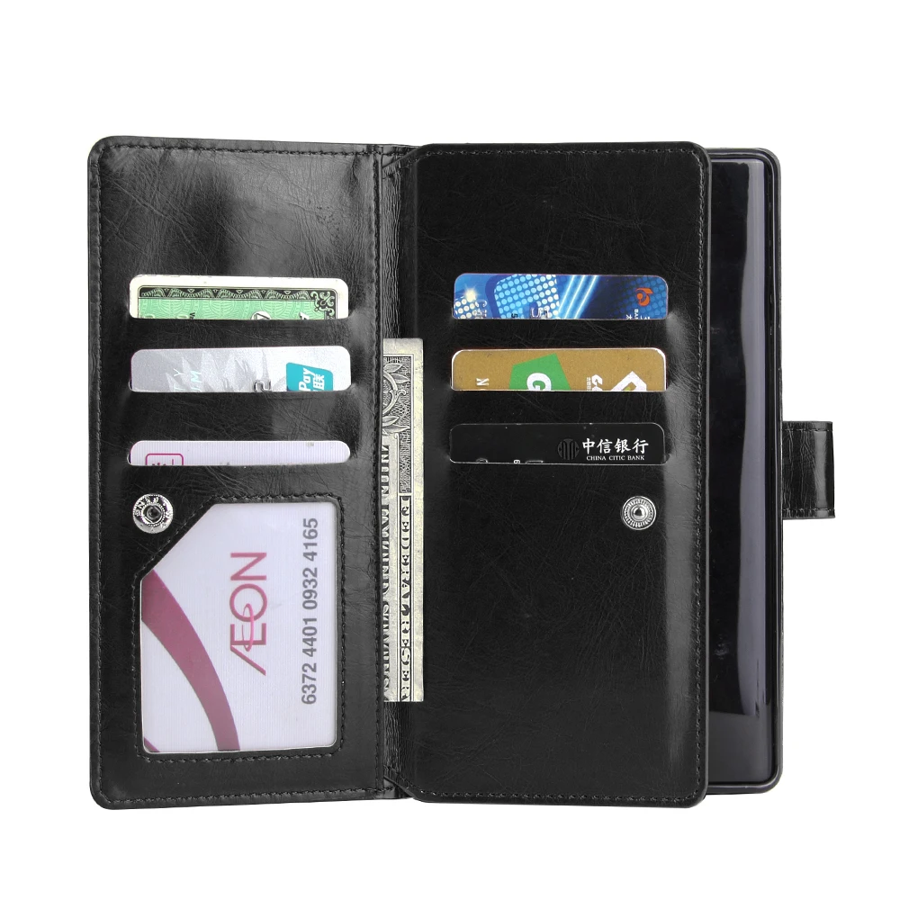 

Luxury Leather Holder Wallet Cases for Samsung Galaxy Note 9 8 With Nine Card Slots Phone Cover Accessory Black Gold Red Brown