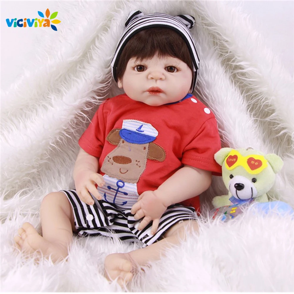 

Viciviya Alive Babies Dolls Reborn 23Inch /58cm Boneca Full Silicone Vinyl Baby Doll Toy Realistic Boy Kids Birthday Xmas Gift