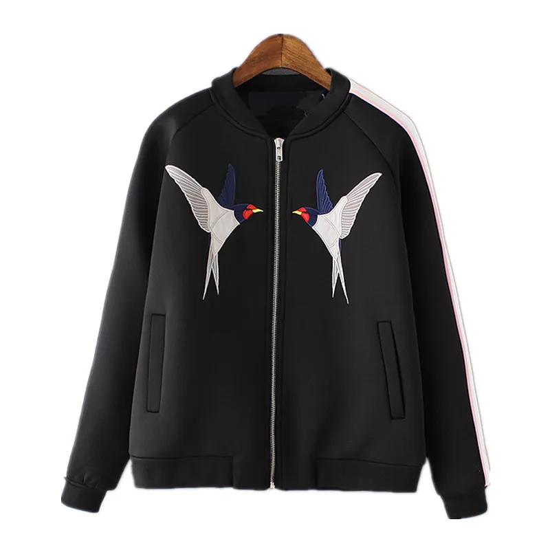 

Women Collection Embroidery Birds Jacket Space Cotton Short Coat Fashion Bomber Jacket Outwear For Spring Autumn Winter