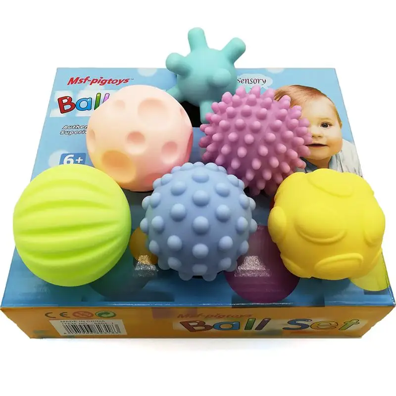 6pcs Baby Kid Soft Ball Toy Sensory Developmental Learning Grasping Colorful 