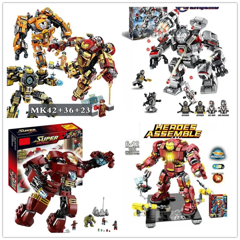 

New Avengers Series Heroes Iron Man Hulk Captain America Raytheon Legoed Assembling Building Blocks Kit Toys Kids Gifts
