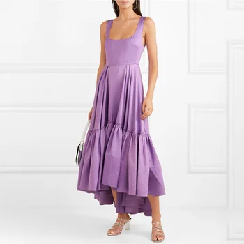

Designer Brand Dress for Women Sexy O Neck Sleeveless Short Front Long Back Asymmetrical Beach Long Dress