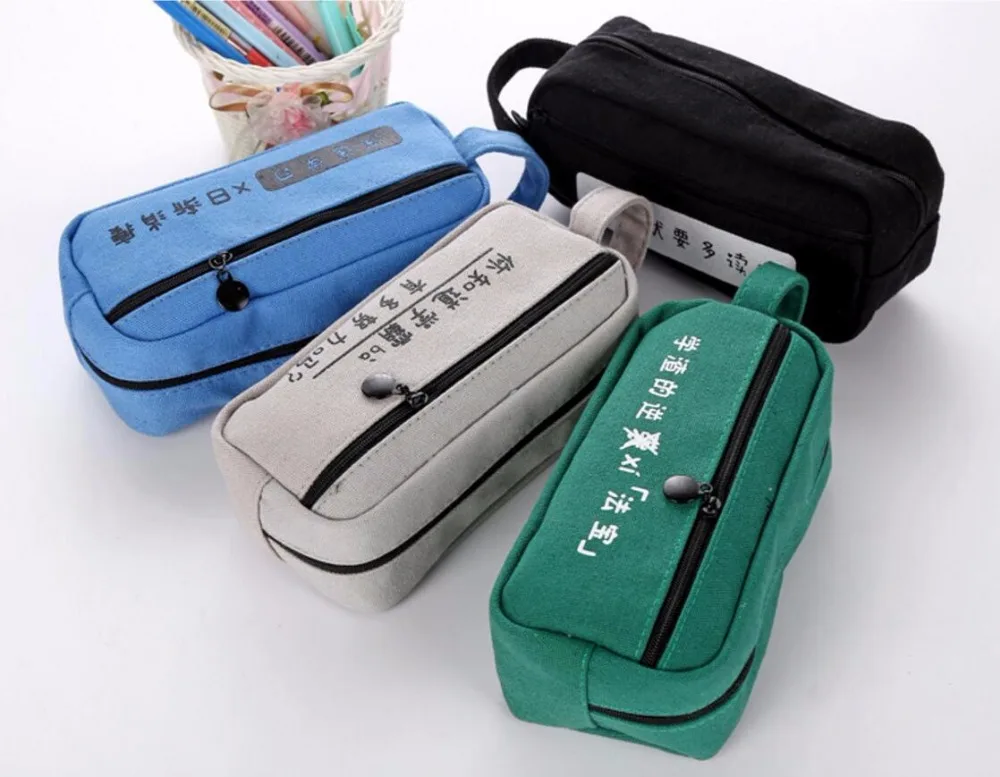 Creative Canvas Bag Bulk Pencil Case Contracted Stationery Boxpencil