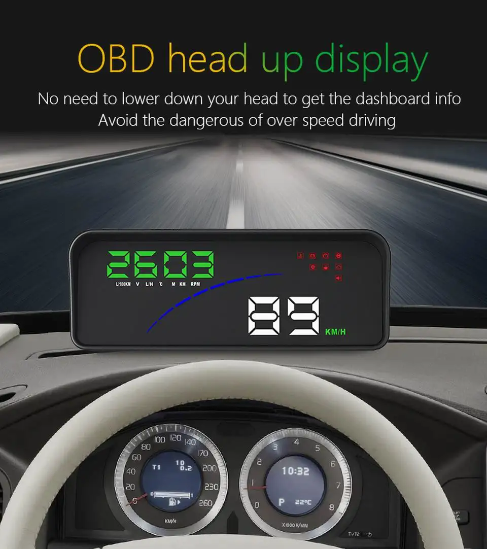Дисплей на голову P9 OBD2 универсальный дисплей HUD автомобильный Умный Цифровой скоростной проектор на лобовое стекло км/ч распродажа