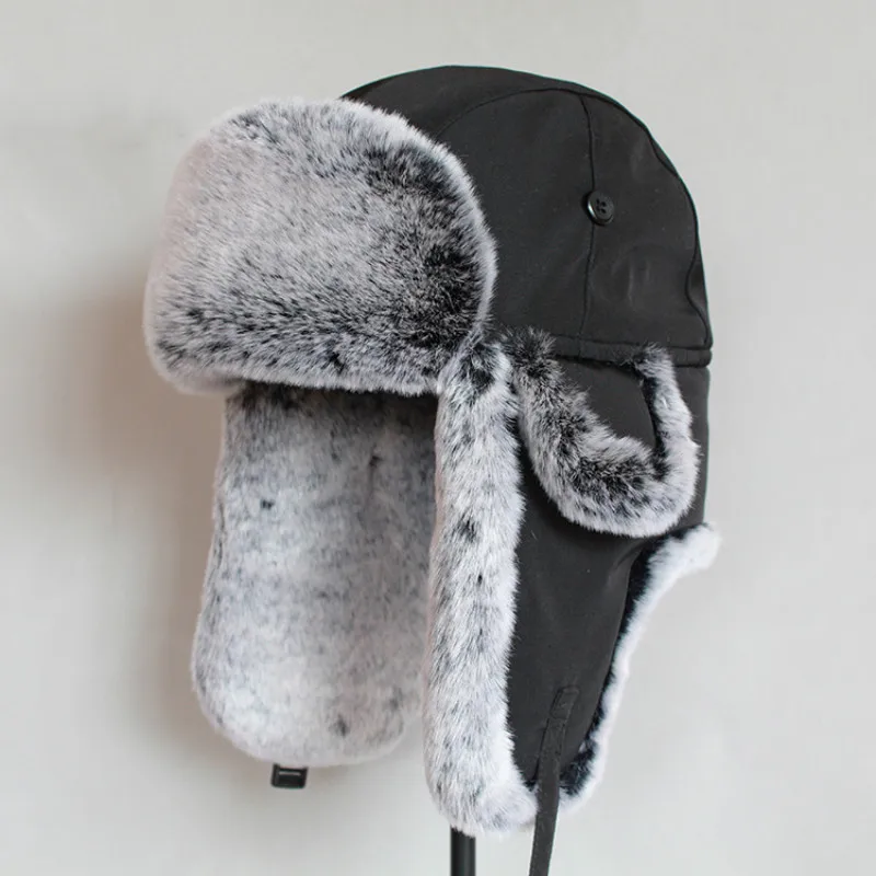 Baratos Gorro de bombardero de invierno para hombre de piel sintética ruso gorro ushanka grueso y cálido con orejeras
