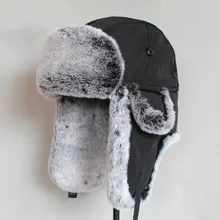 Czapka zimowa bomber dla mężczyzn futerko rosyjska czapka ushanka gruba ciepła czapeczka z nauszniki
