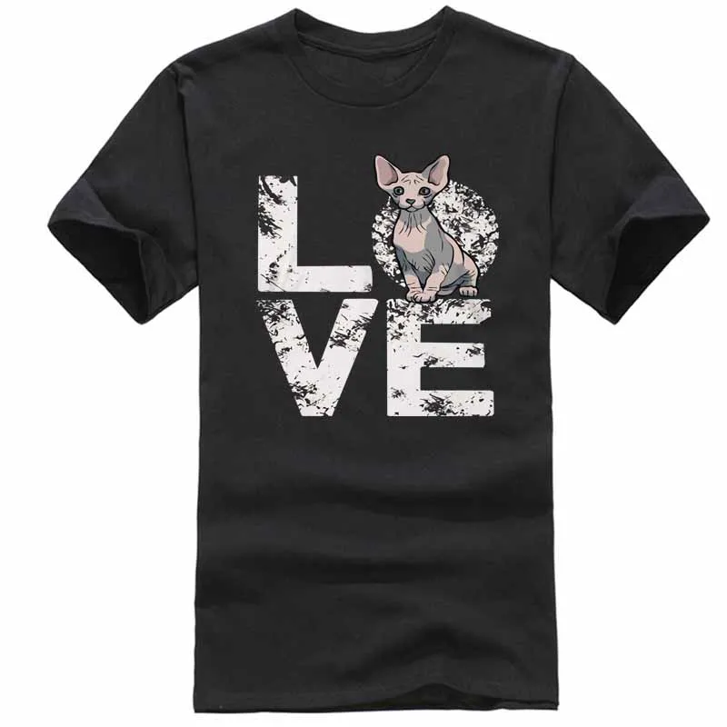 Повседневная футболка с коротким рукавом надписью Love Sphynx Cat Stylisches модная уличная