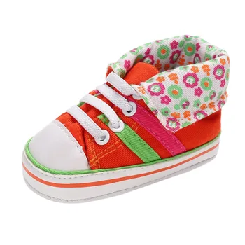 

Fashion High Top Sneakers Baby Boys Girls Shoes Canvas Lace Up Kids First Walker Soft Sole No-slip Prewalkers Sports Shoes