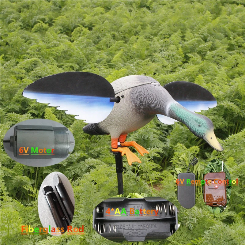 

PDDHKK Plastic Electric Material Hunting Ducks Decoy 6V Motor WIth Remote Control Bait for Outdoor Shooting Decoy Accessories