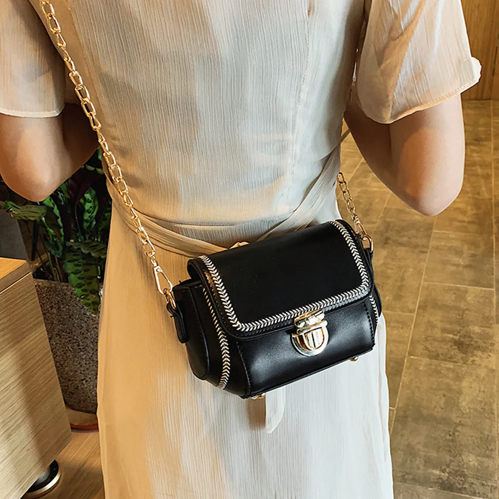 

2019 the new Messenger Bag Fashion Women Solid Color Chain Shoulder Bag Messenger Bag Mobile Phone Bag