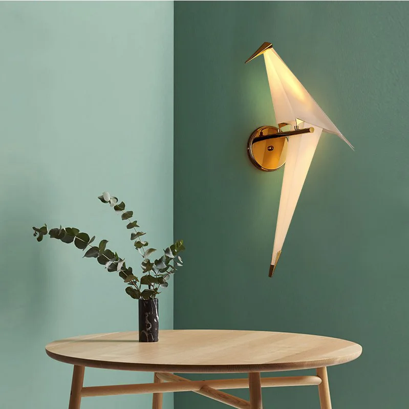 Скандинавский светодиодный настенный светильник в виде птицы, прикроватный светильник, креативный бумажный настенный светильник в стиле оригами, настенный светильник для спальни, кабинета, фойе, столовой