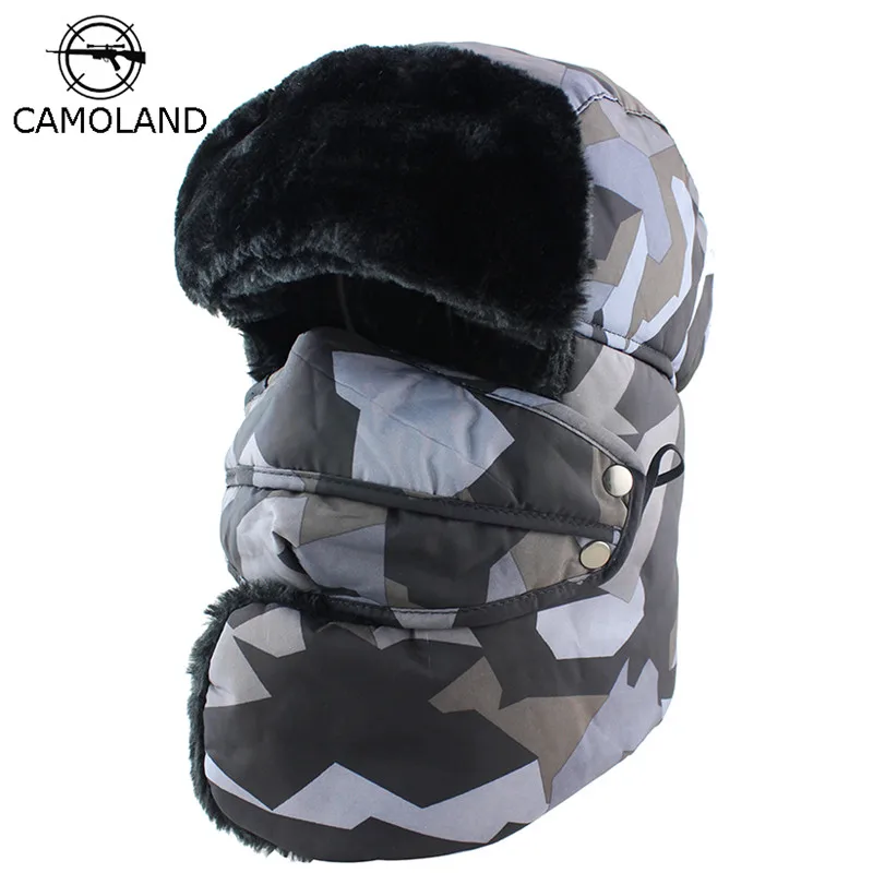 Men Women Ushanka Waterproof Bomber Hat with Face Mask Russian Winter ...