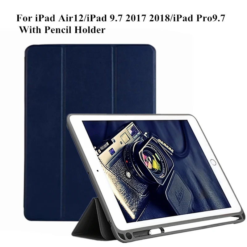 3 fold мягкий силиконовый умный чехол для iPad Air 1 2 Pro 9 7 Funda карандаш держатель 2017/2018 +