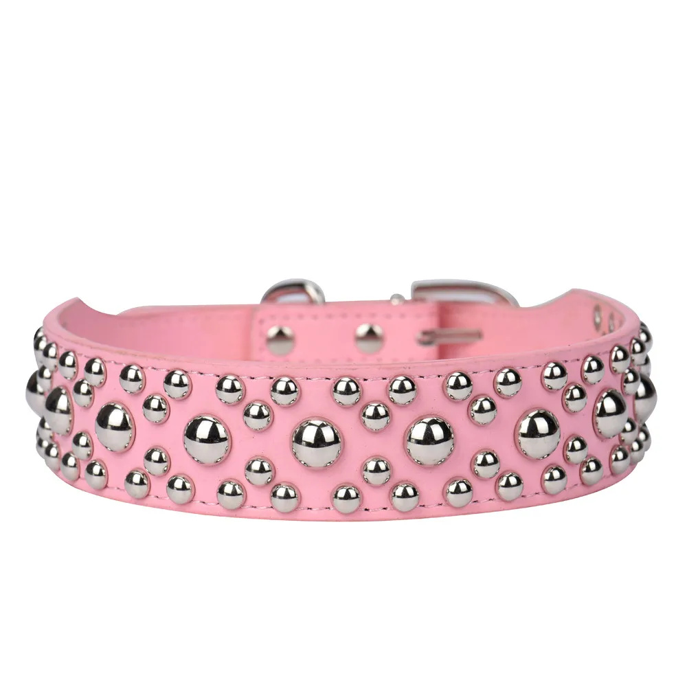 Pet Shop Dog Accessorios Adjustable Leather collars Rivet Mushroom Studded Stylish and fashion appearance collar correa perro@22