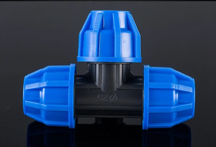 

high quality PE pipe fitting plastic reducing tee 25mm