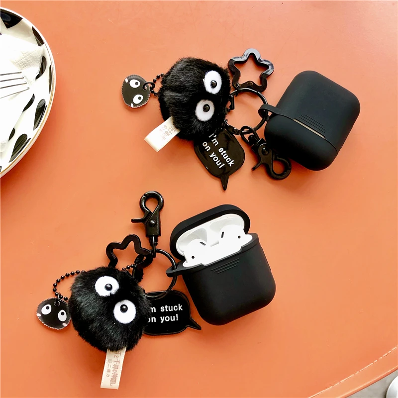 Black Silicone Case for Apple Airpods Case Accessories Protective Cover Bluetooth Earphone Case Key Ring Gifts