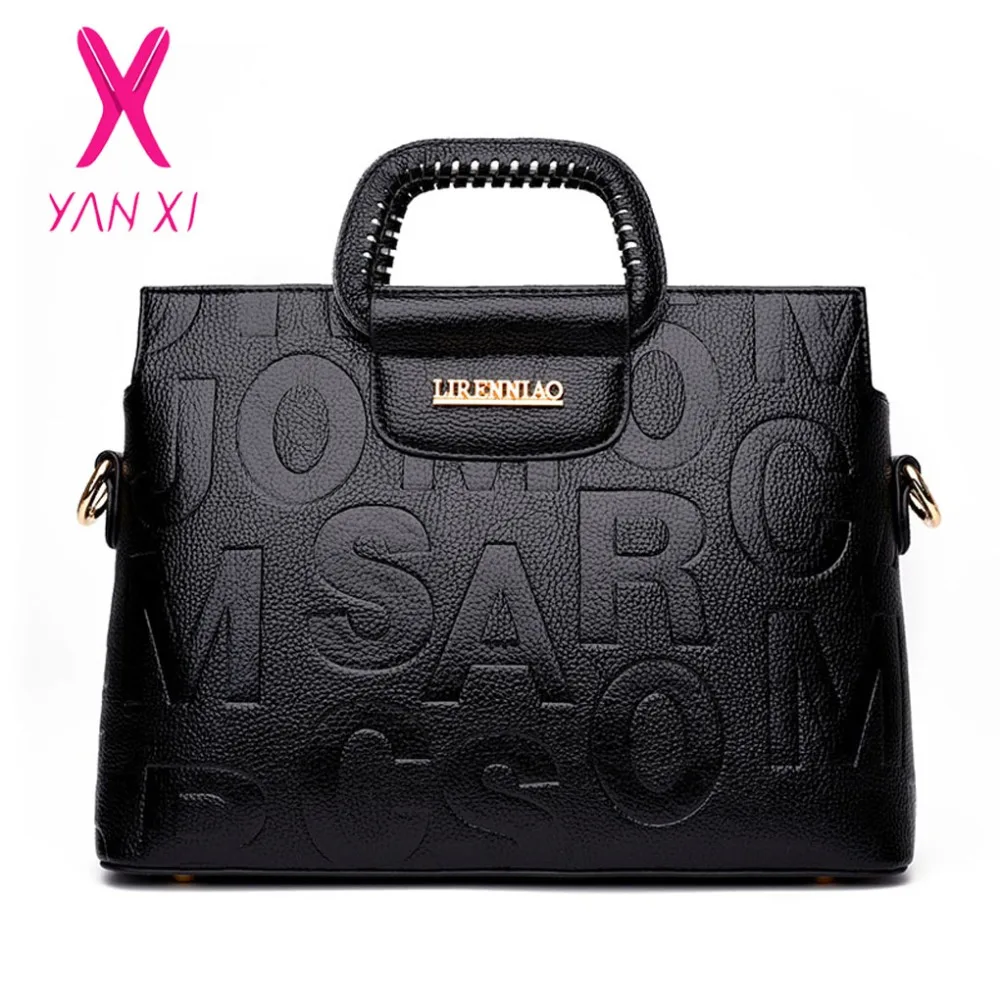 

YANXI New Hot Sale Black Embossed Vintage Designer Tote Fashion Bags Shoulder Messenger Letter Designer Handbag High Quality Bag
