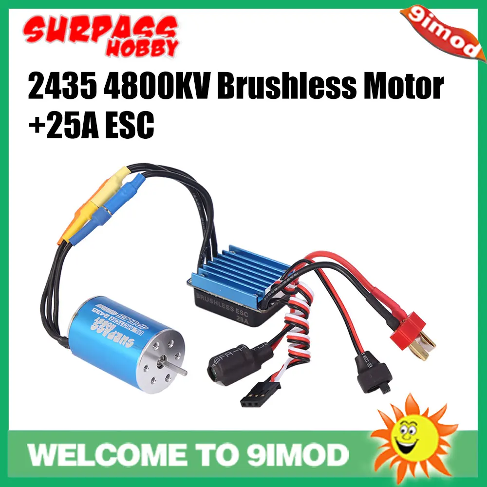 Бессенсорный бесщеточный двигатель SURPASS HOBBY 2435 4800KV 4P с 25 А бесщеточным ESC Combo для HSP
