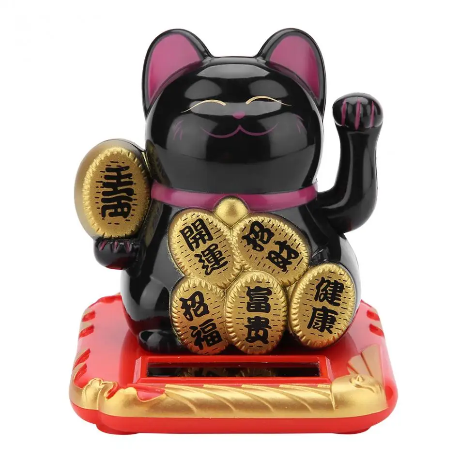 Maneki Neko на солнечных батареях, радушный Кот, удача для дома, автомобиля, отеля, ресторана, Декор, ремесло, модная новинка, черный/белый кот