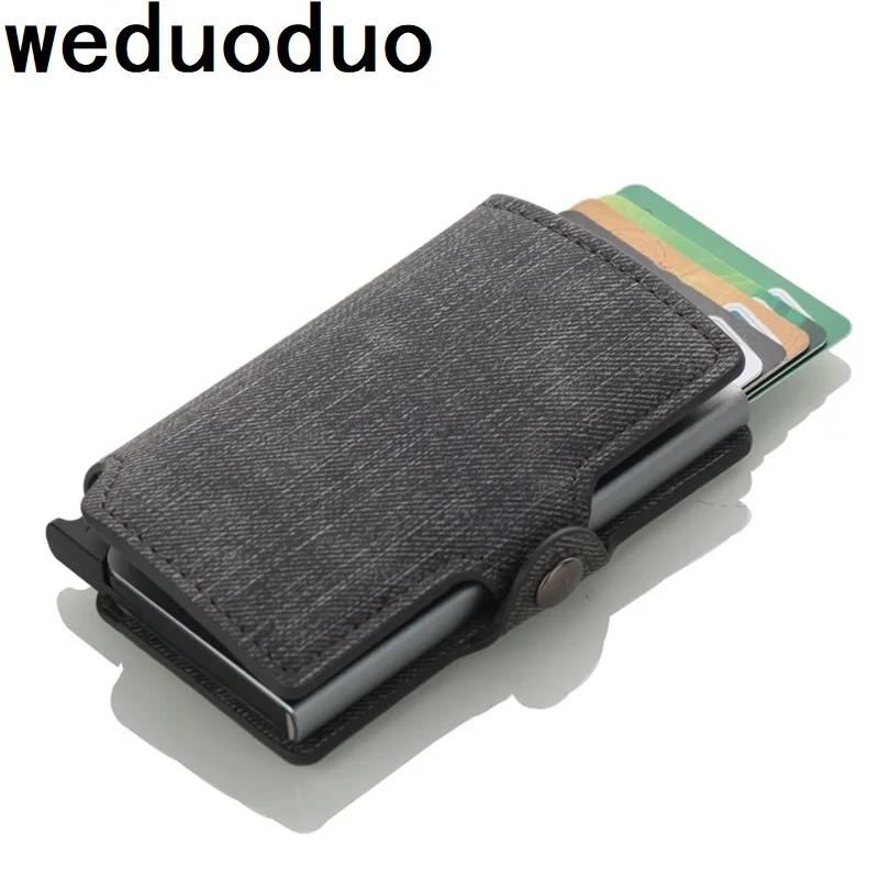 Weduoduo алюминиевый кошелек для карт, кредитный держатель для карт с блокировкой RFID, чехол для карт для мужчин и женщин, искусственная кожа, 4 цвета, держатель для карт