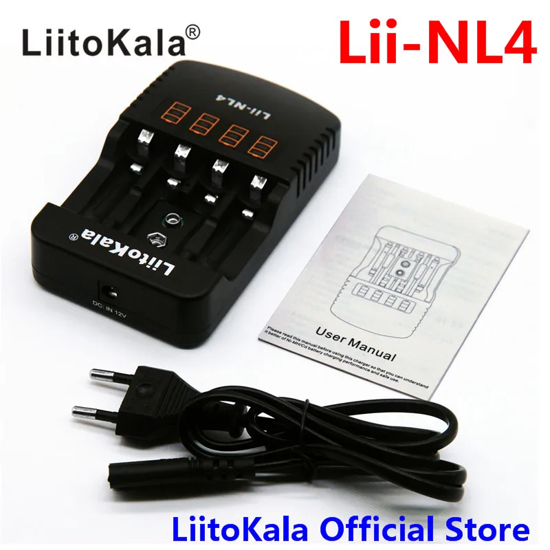 LiitoKala Lii-NL4 Rechargeable Battery Charger AA AAA 9V Ni-MH Ni-Cd Batteries Wall Desk Charging Chargers for Travel EU Plug 